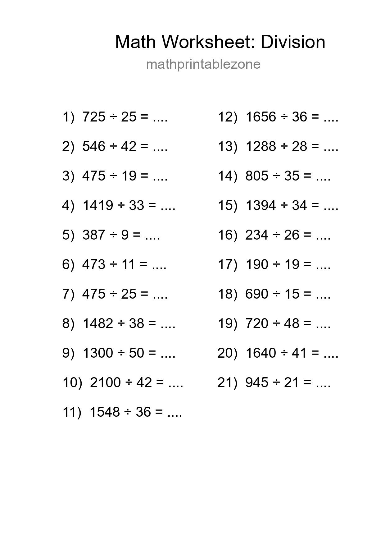 Free 21 Division Math Worksheet For Grade 2 - Part 202