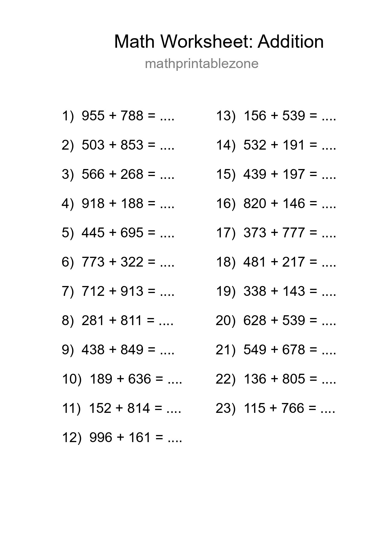 Free 23 Addition Math Worksheet For Grade 5 With Answers - Part 45