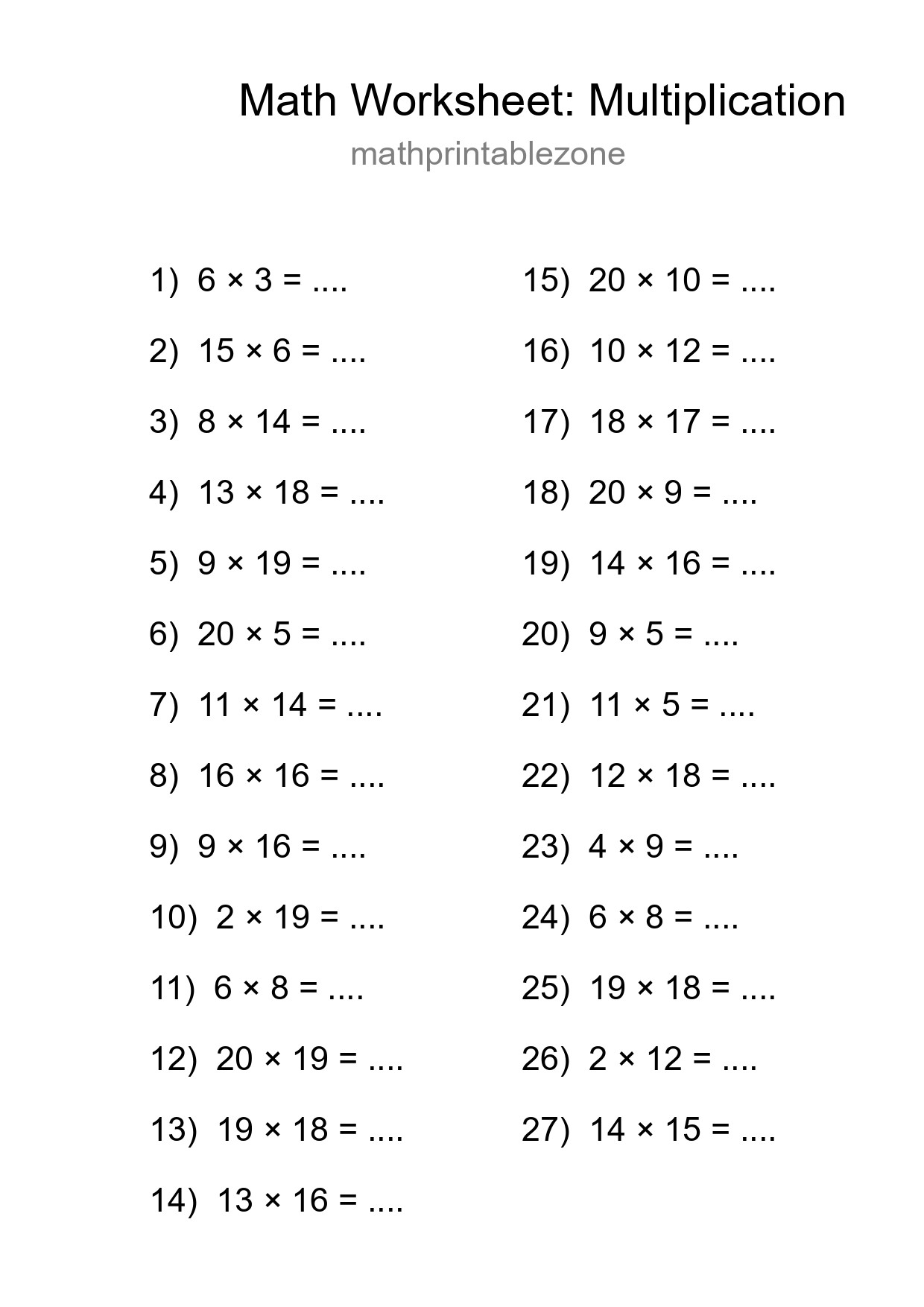 Free 27 Multiplication Math Worksheet For Grade 2 With Answers - Part 7