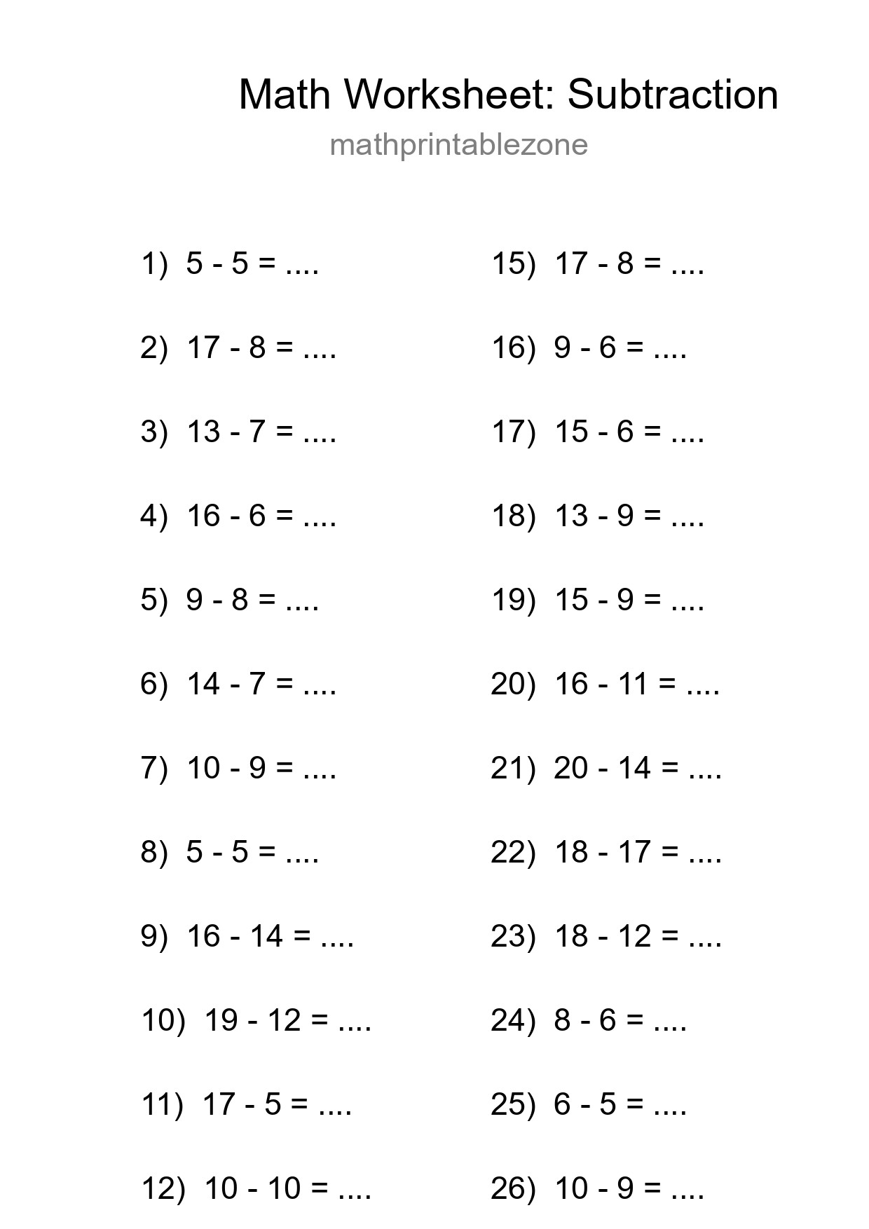 Free 27 Subtraction Math Worksheet For Grade 2 - Part 85