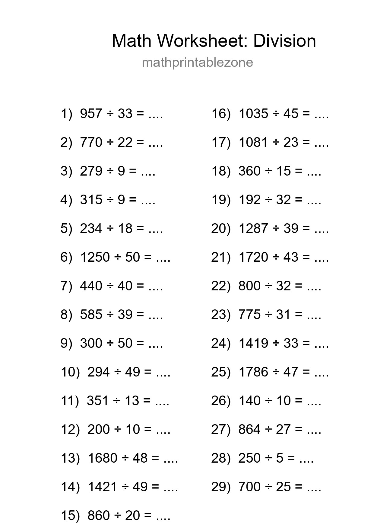 Free 29 Division Math Worksheet For Grade 2 With Answers - Part 279