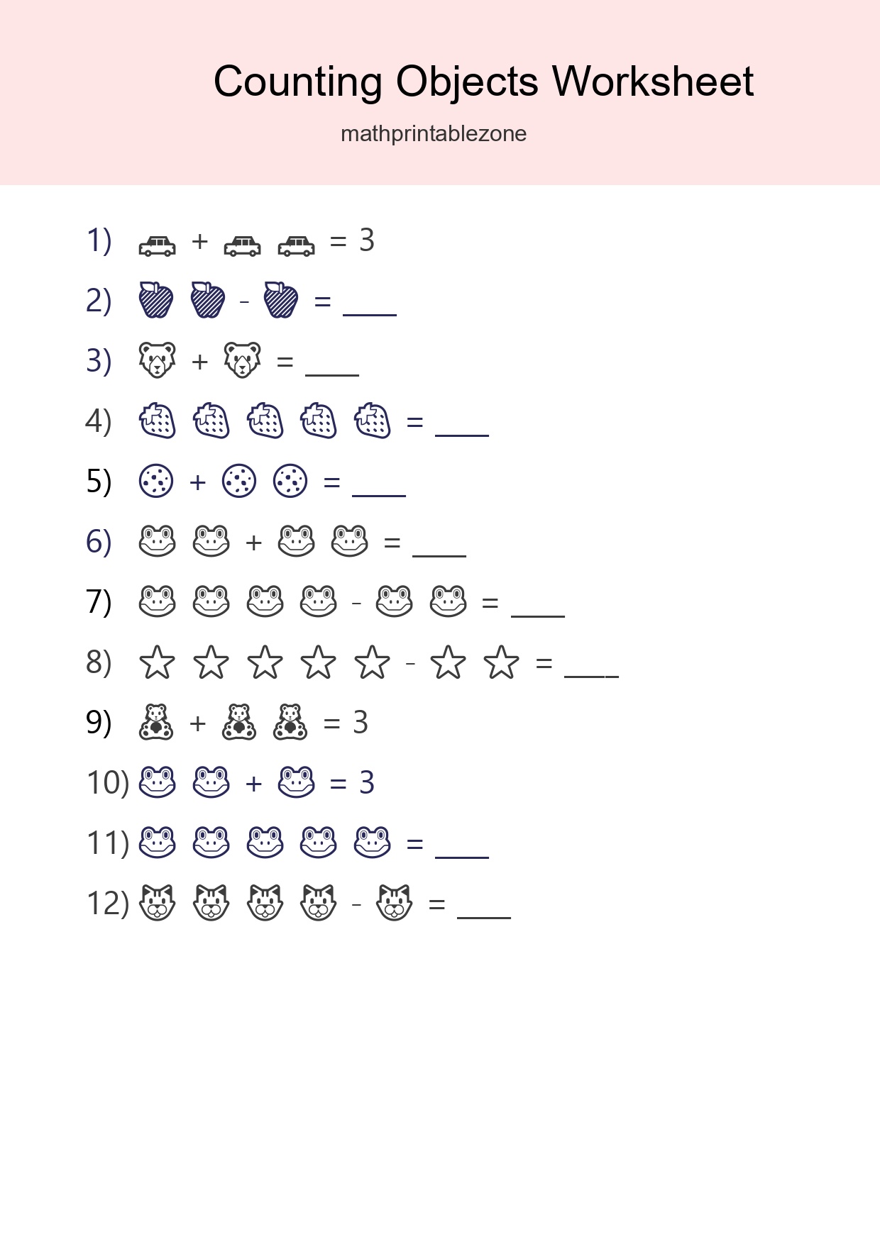 Free Counting Objects Worksheet For Pre-K Printable - Part 113