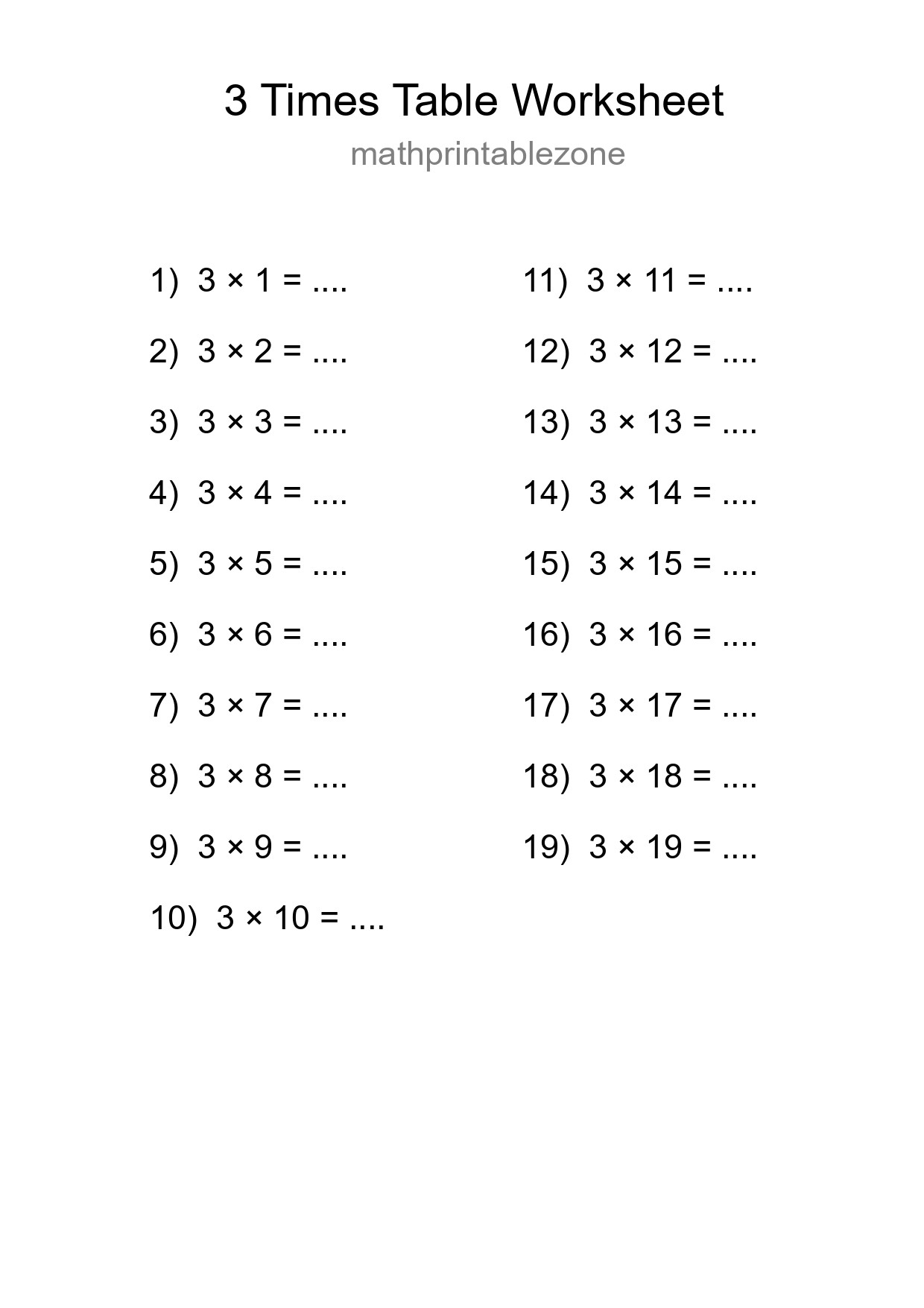 Grade 2 Multiplication Table 3 Practice - Part 152
