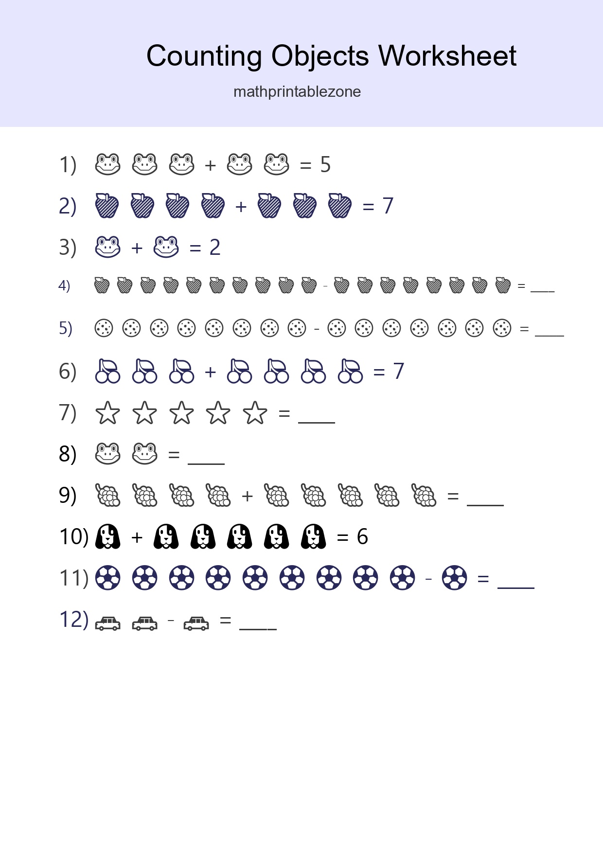 Kindergarten Count The Objects Worksheet - Part 102