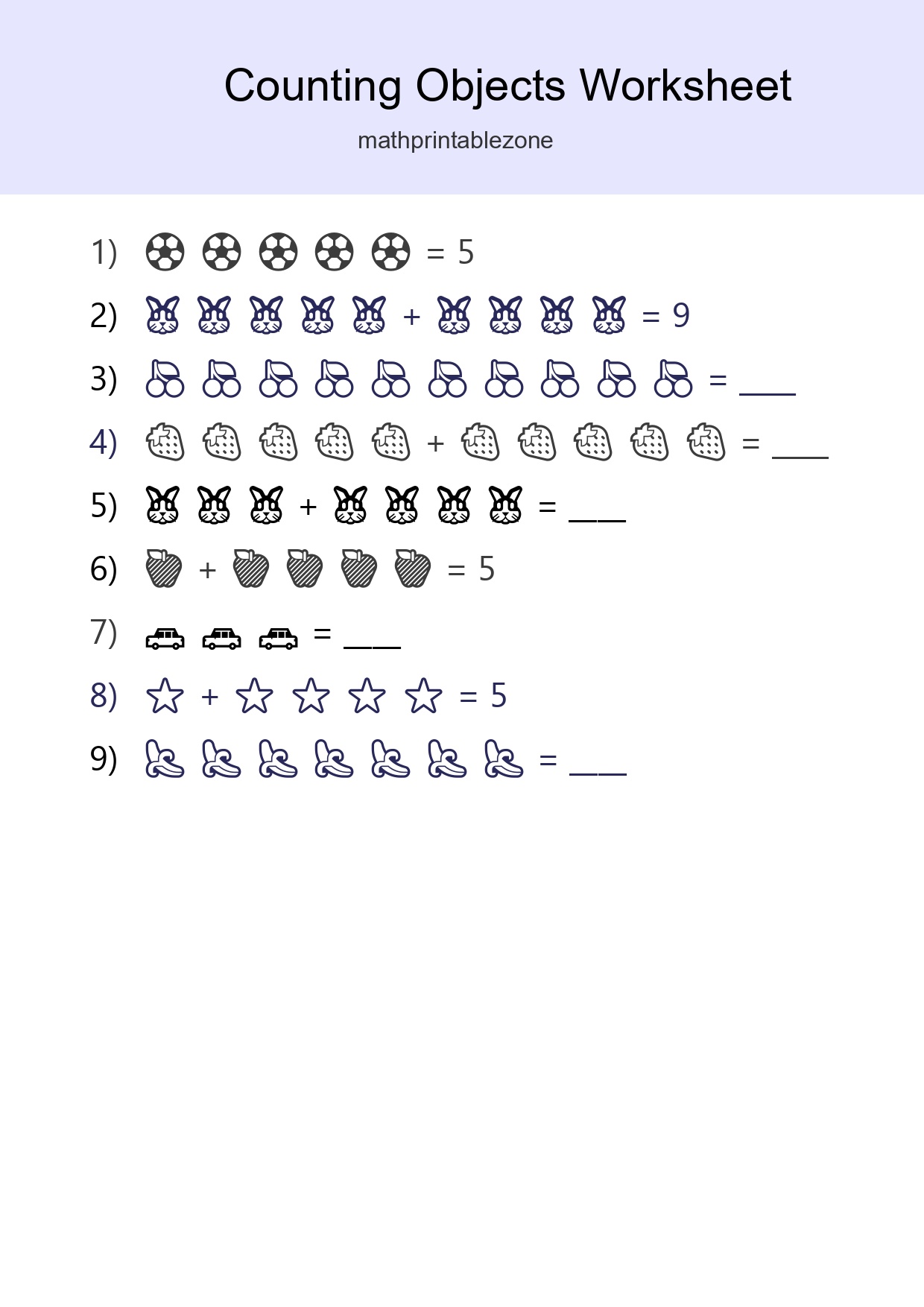 Kindergarten Count The Objects Worksheet - Part 124