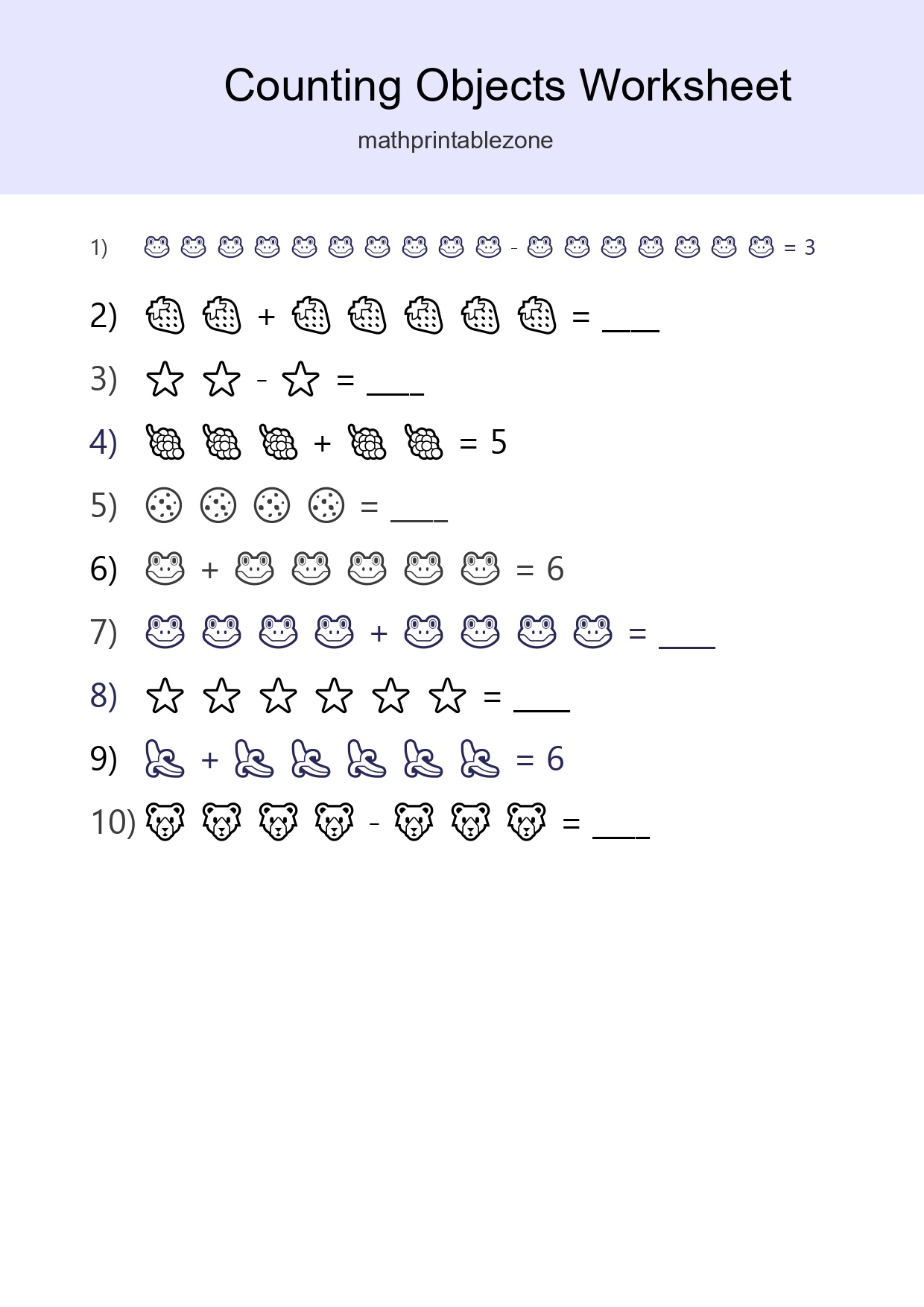 Kindergarten Count The Objects Worksheet - Part 212