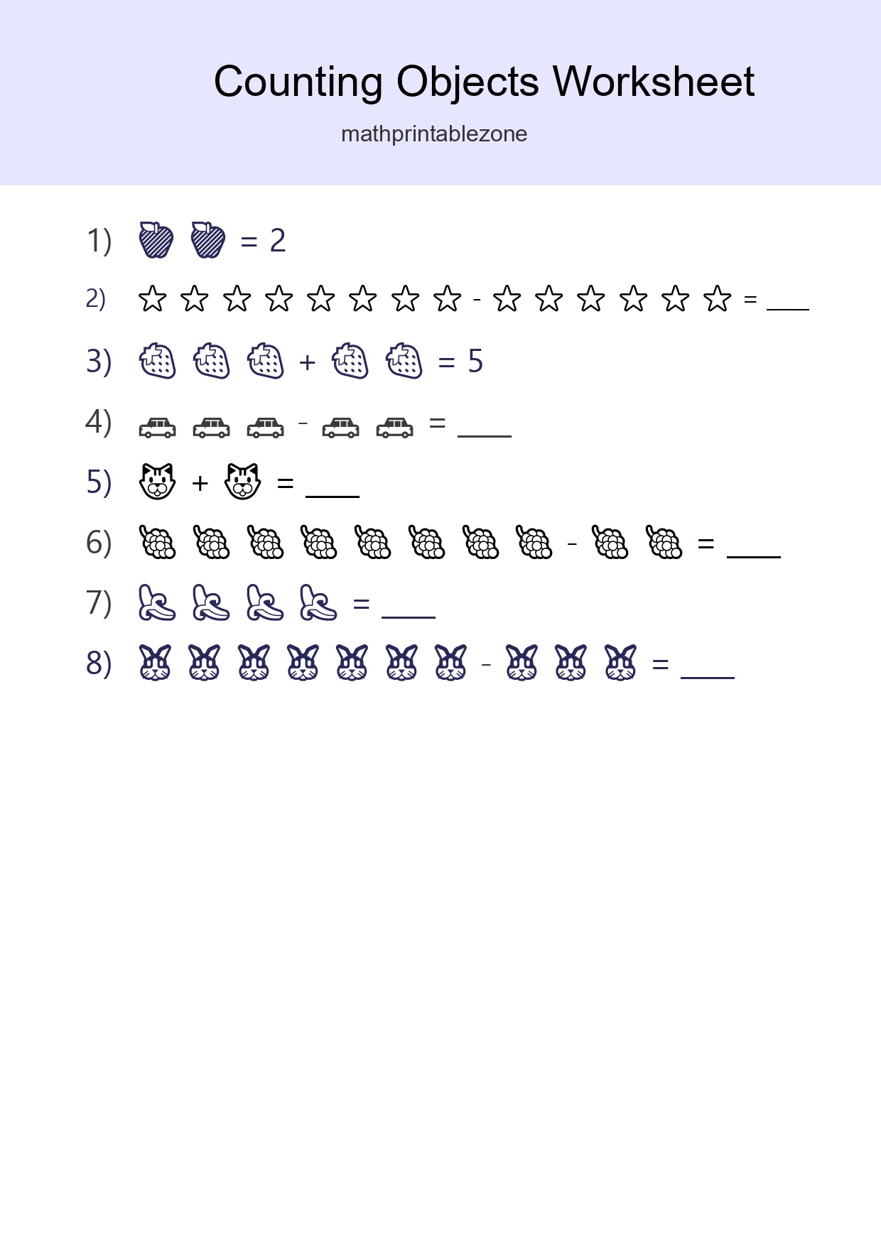 Kindergarten Count The Objects Worksheet - Part 267