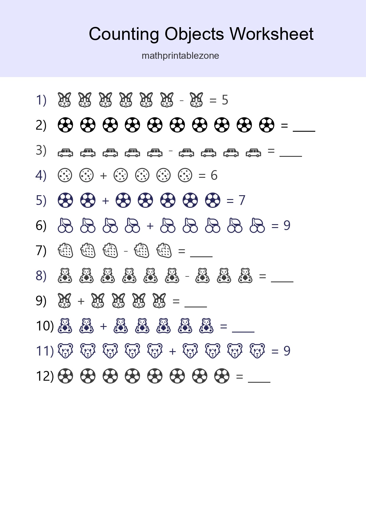 Kindergarten Count The Objects Worksheet - Part 80