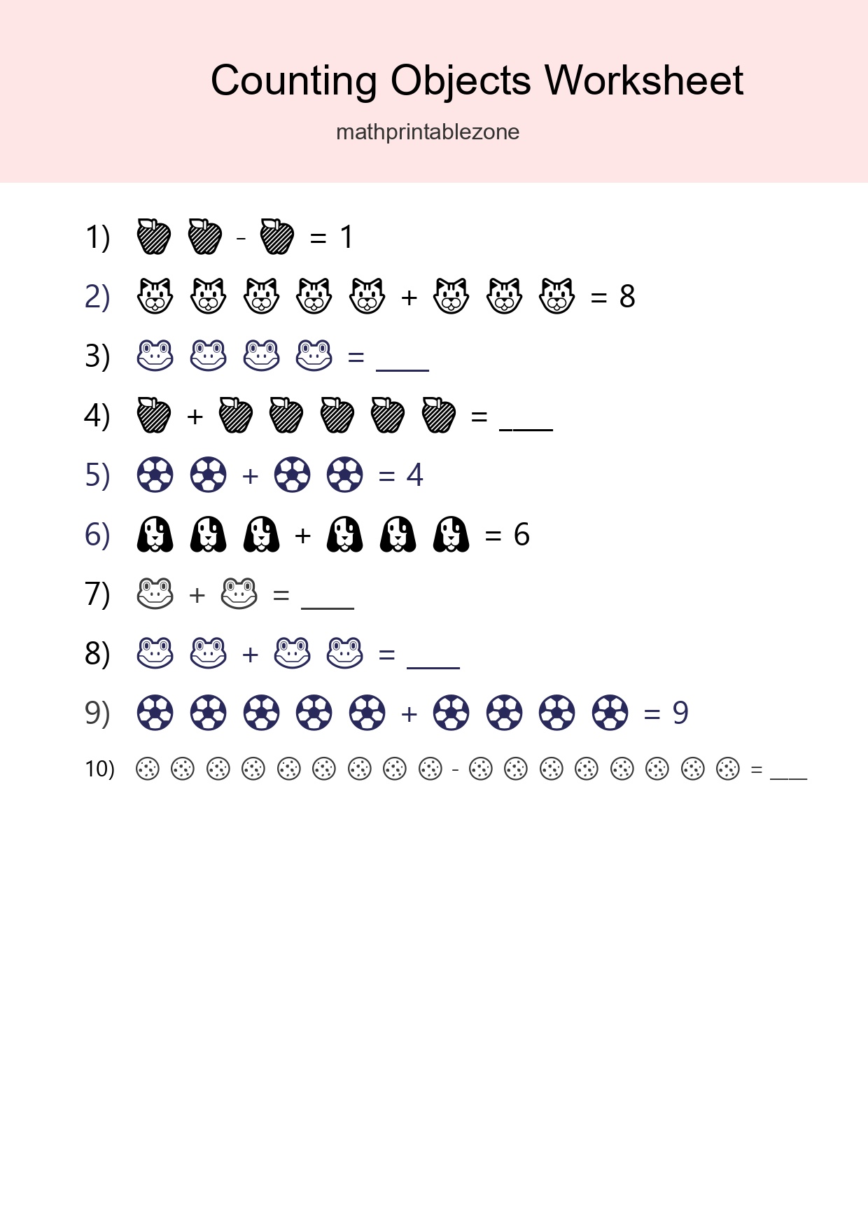 Learn Counting With Pictures Worksheet (Kindergarten) - Part 14