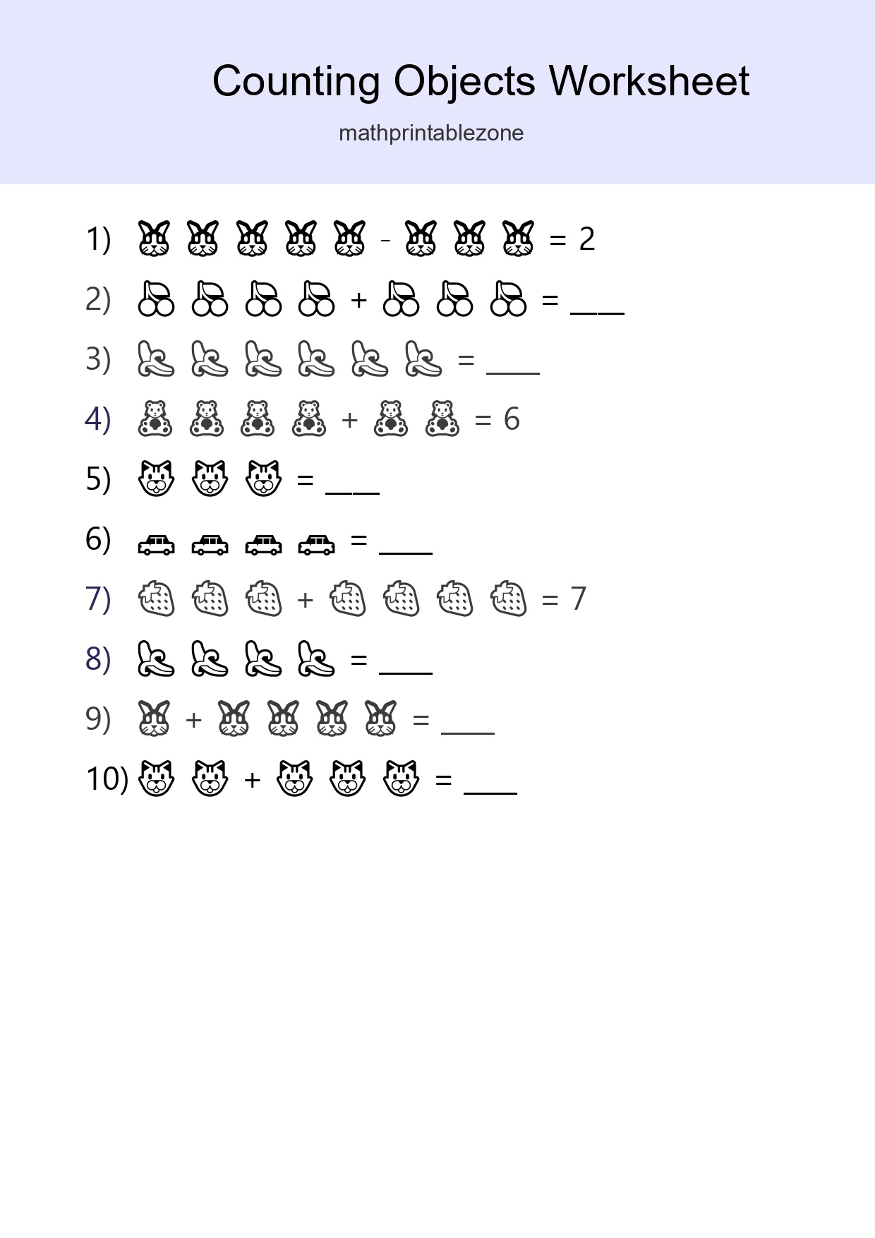 Learn Counting With Pictures Worksheet (Kindergarten) - Part 201