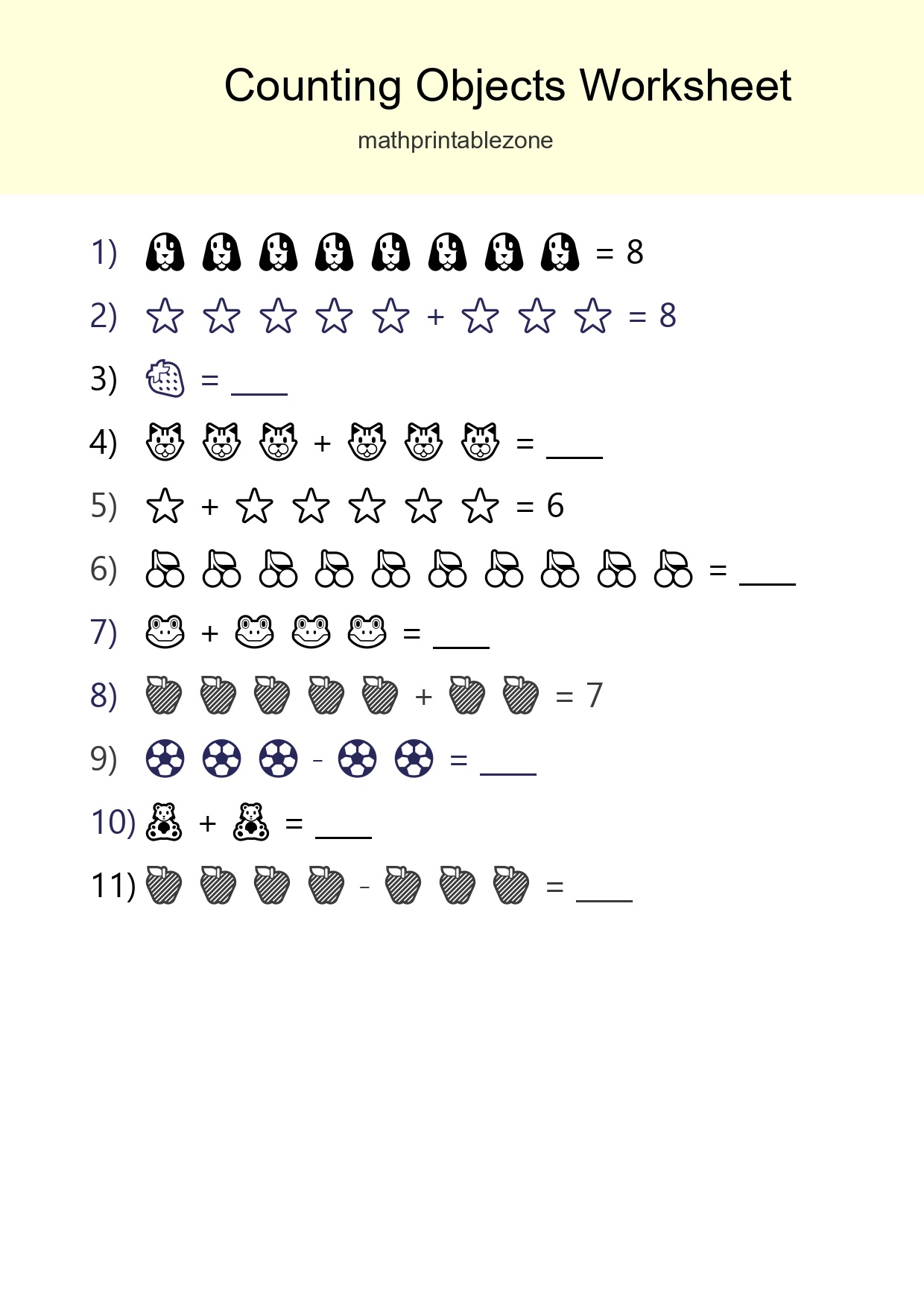 Learn Counting With Pictures Worksheet (Kindergarten) - Part 3