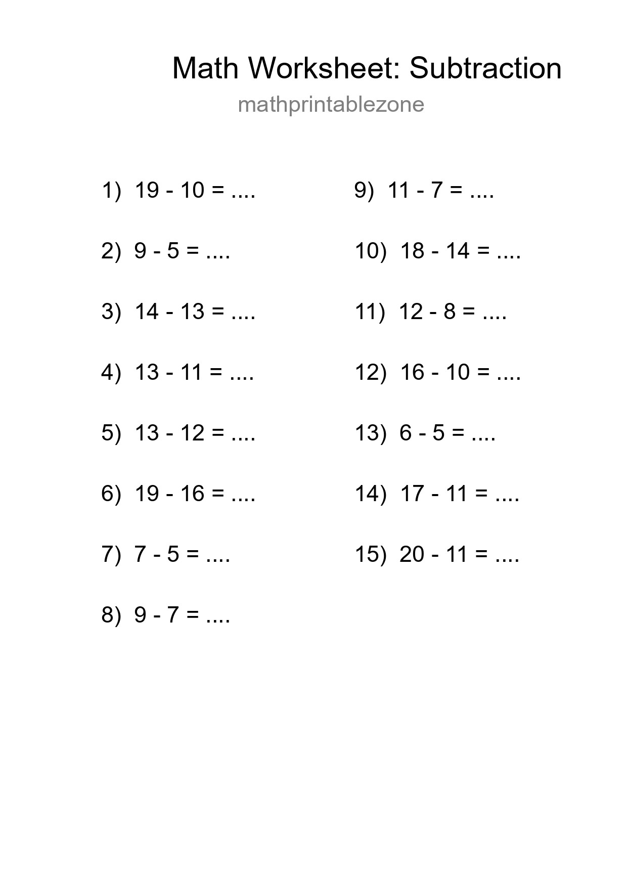 Printable Free 15 Subtraction Math Worksheet For Grade 2 - Part 239