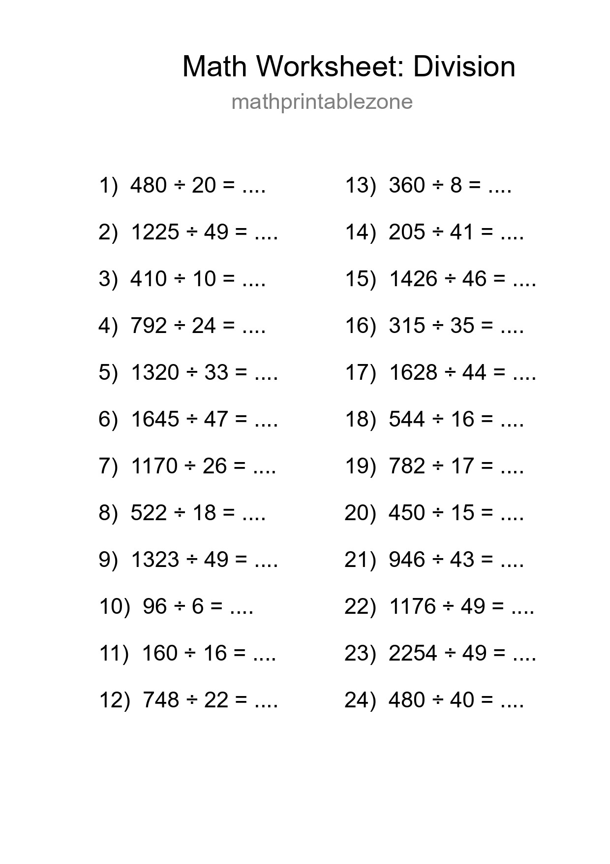 Printable Free 24 Division Math Worksheet For Grade 2 - Part 48